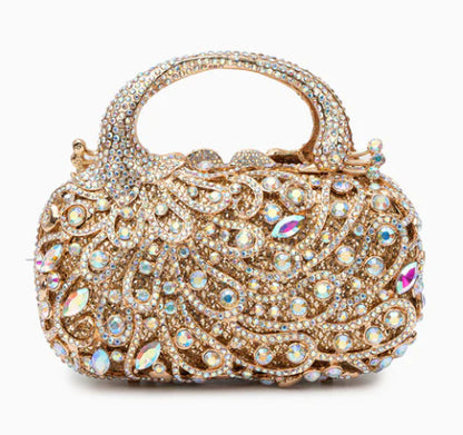 Clutch soirée rigide doré vue profil