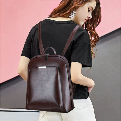 Sac à dos femme cuir PU marron