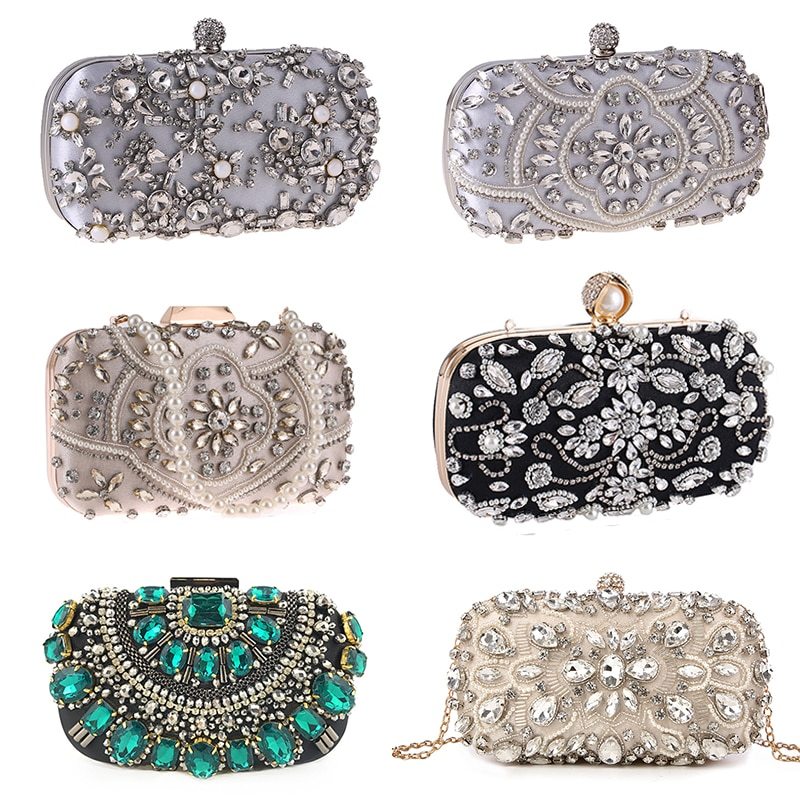 Pochette Soirée Femme Diamants Perles