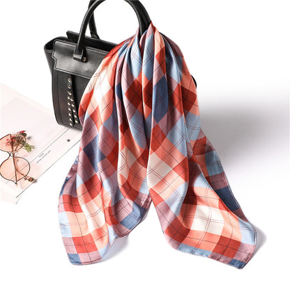 Foulard carreaux rouge gris