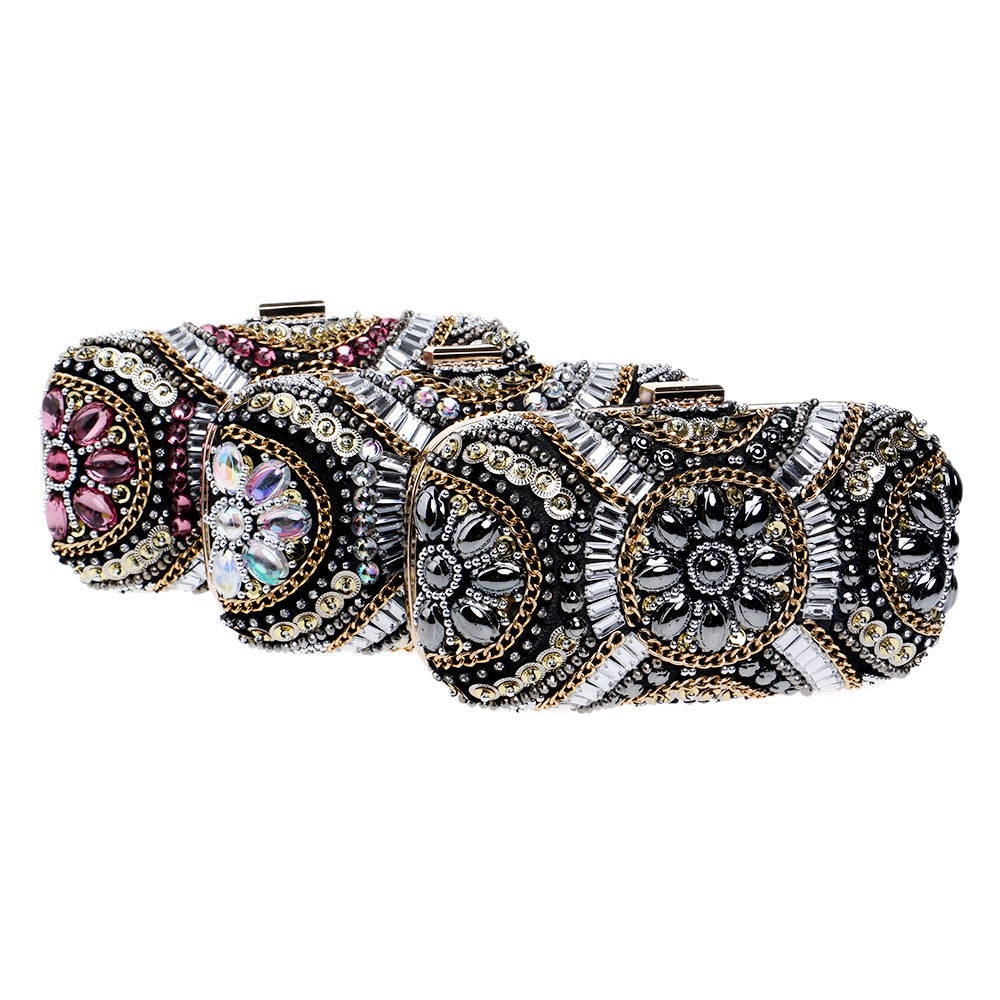 Pochette Soirée Perles Strass - Sac Clutch Femme