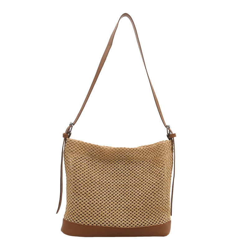 Grand tote bag paille blanc grande capacité