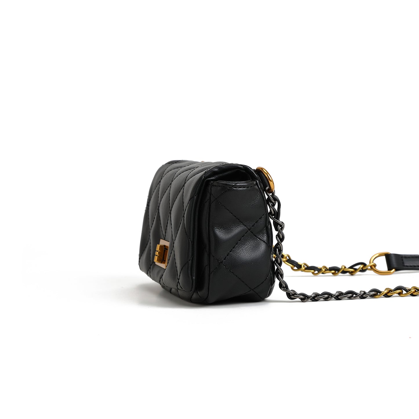 Mini sac bandoulière noir motif losange