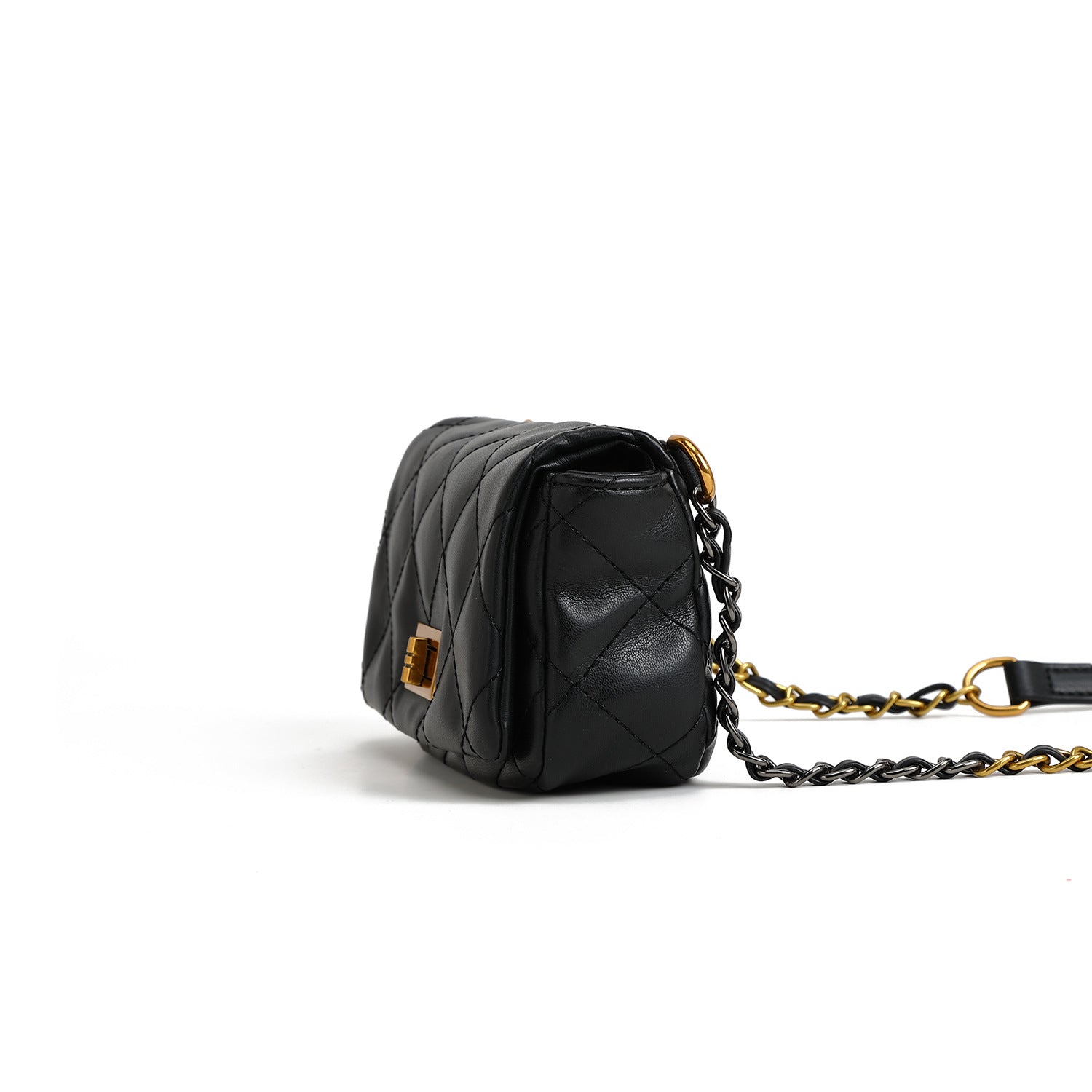 Mini sac bandoulière noir motif losange