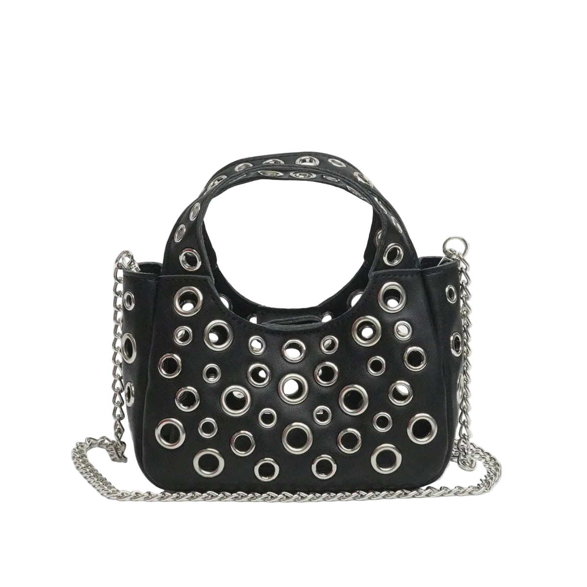 Sac seau vintage PU noir rivets