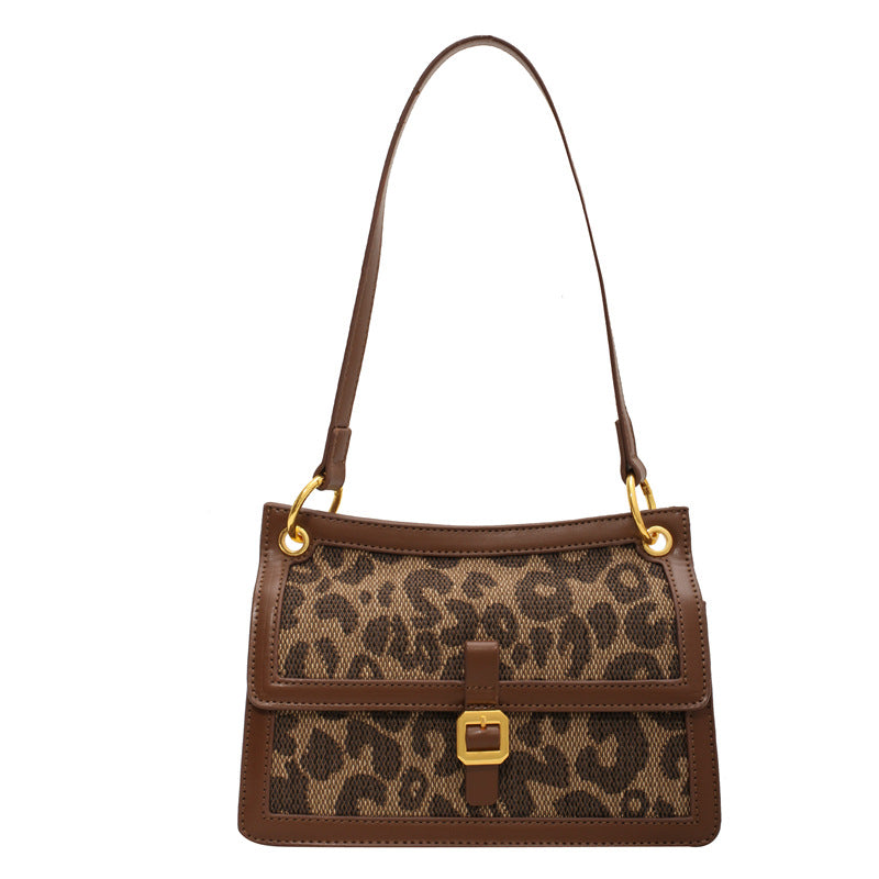 Mini sac carré léopard noir underarm