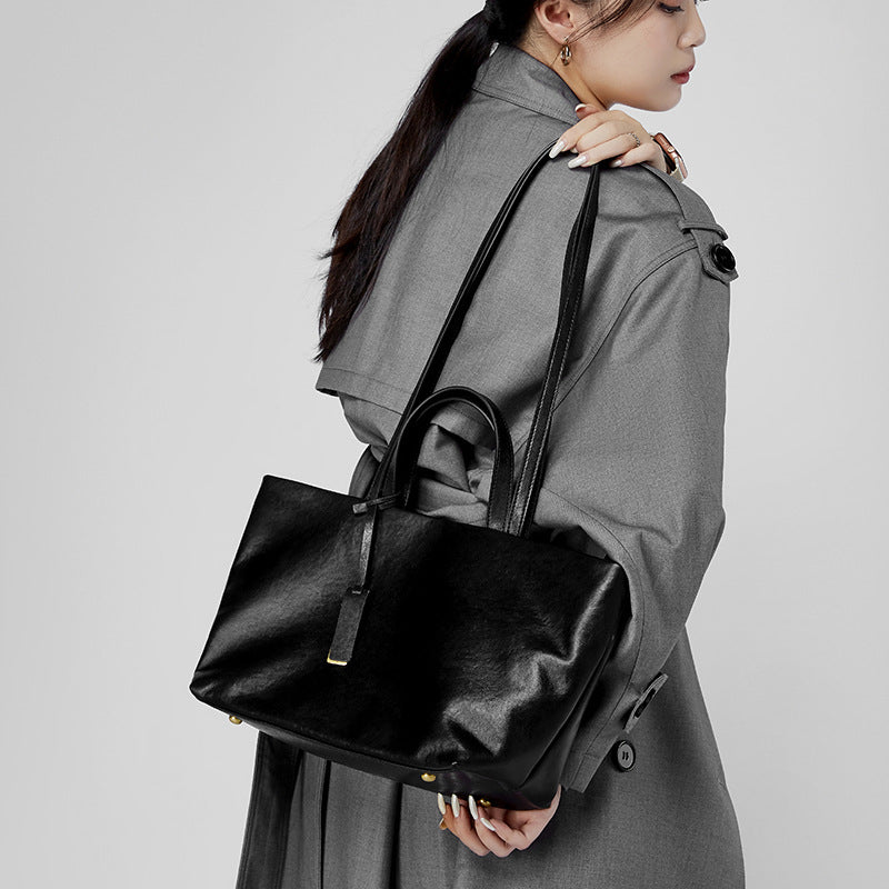 Ulrike cuir marron underarm 32x13x22cm