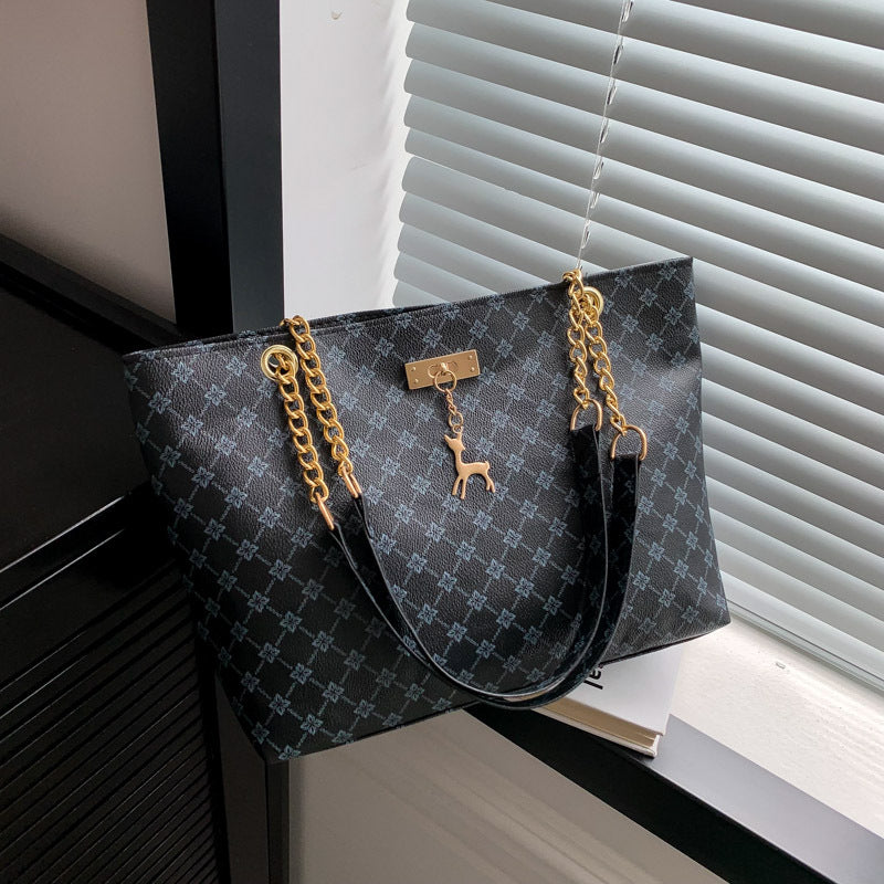 Sac épaule texture kaki chaîne