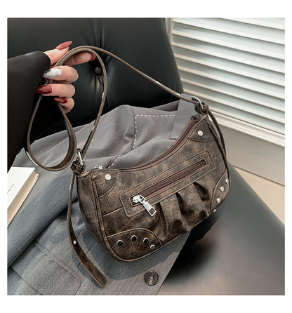 Sac dumpling plissé marron