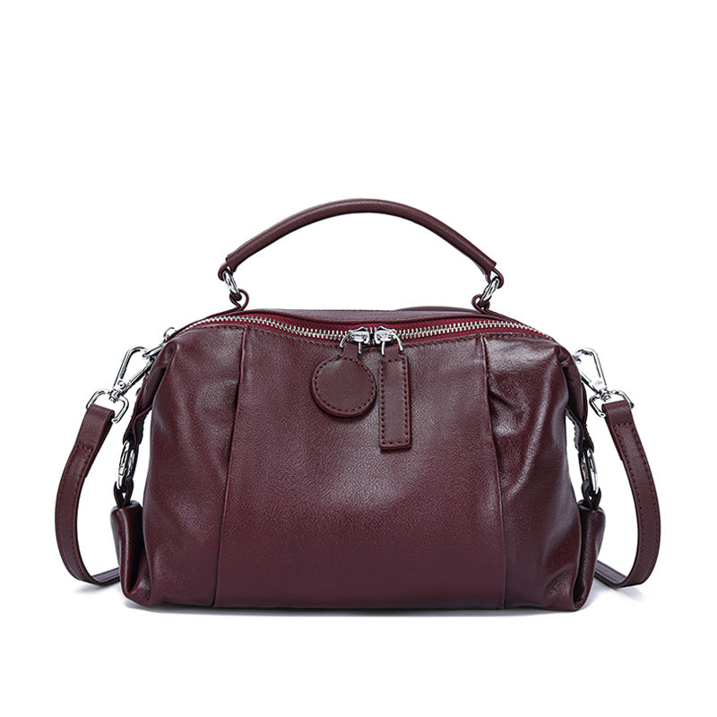 Sac épaule cuir première couche rouge angora