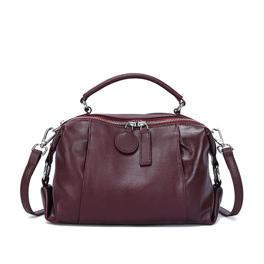 Sac épaule cuir première couche rouge angora