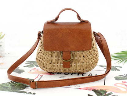 Sac paille antique vue face boucle