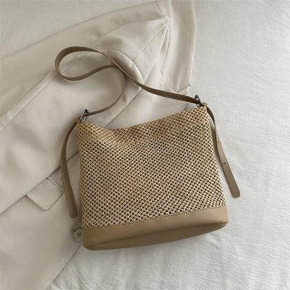Tote bag paille kaki été