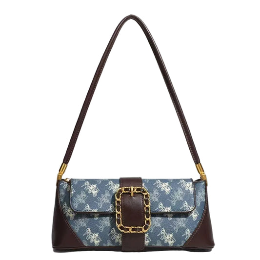 Sac crossbody bicolore bleu café