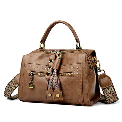 Una crossbody kaki rouge vue face