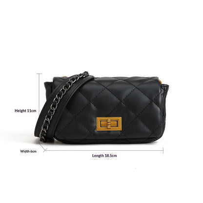 Mini sac carré noir fermeture serrure