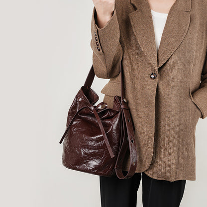 Sac seau tote cuir havana
