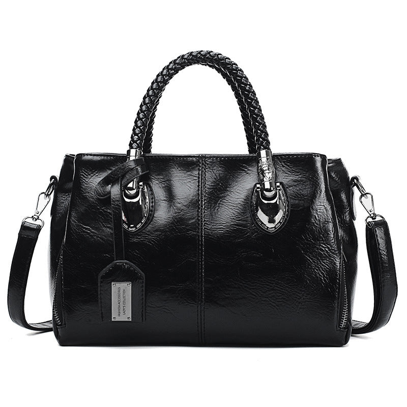 Tote bag boston cuir souple noir