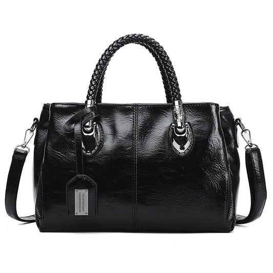 Tote bag boston cuir souple noir