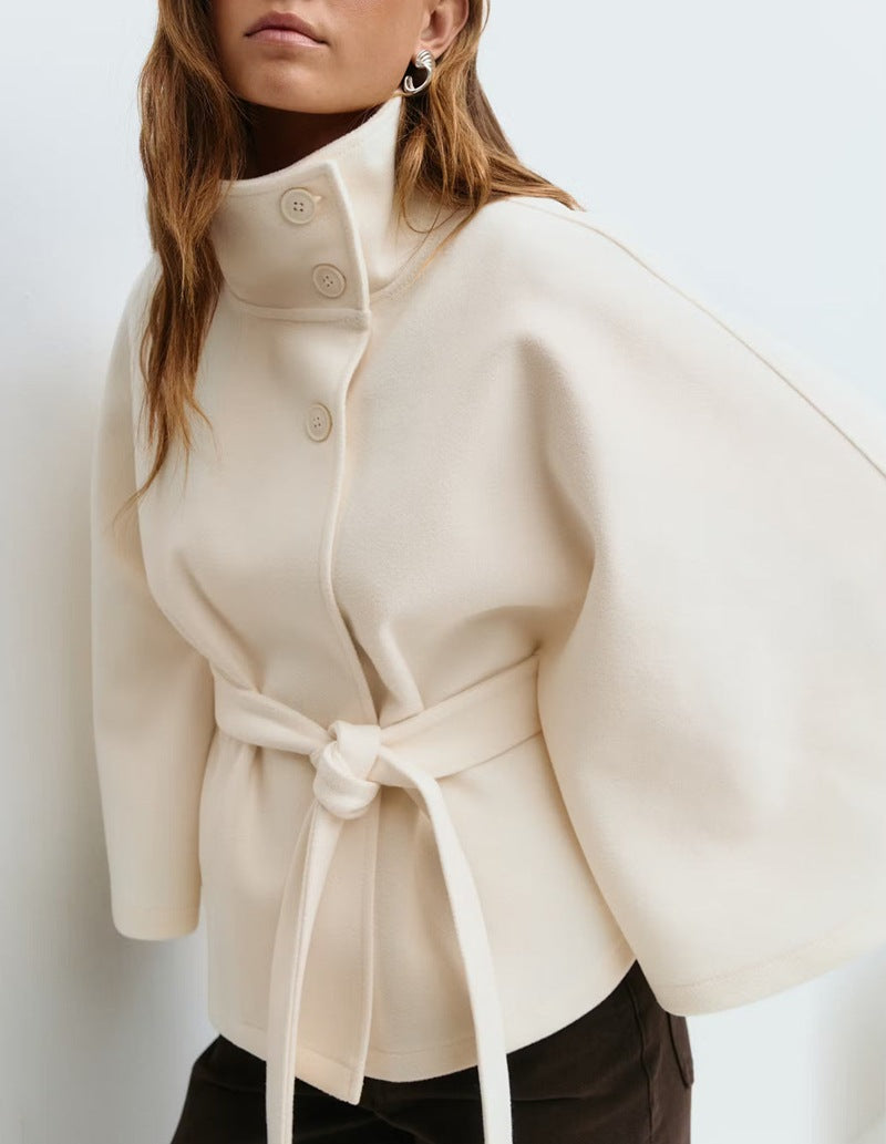 Karine manteau marron détail ceinture