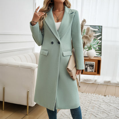 Ella manteau vert pois mi-long