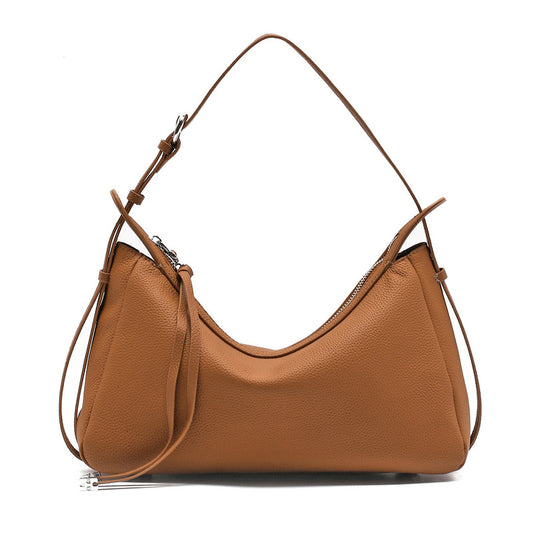 Grand sac épaule cuir pleine fleur gris éléphant