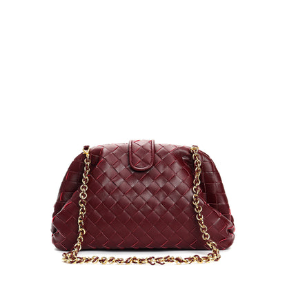 Mini sac carré tressé cuir beige