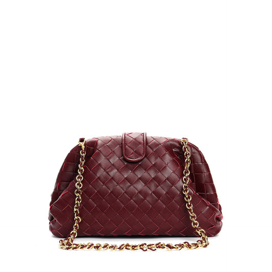 Mini sac carré tressé cuir beige
