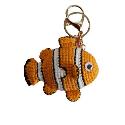 Porte-clés poisson laine bleu