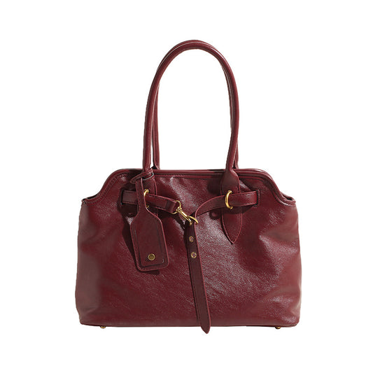 Sac boston rétro marron grande capacité