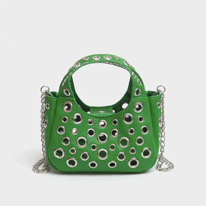 Sac seau PU bleu vintage rivets