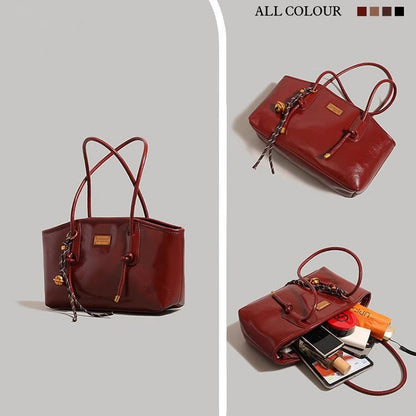 Tote bag rouge vue face poche intérieure