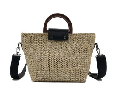 Sac paille chanvre blanc bandoulière