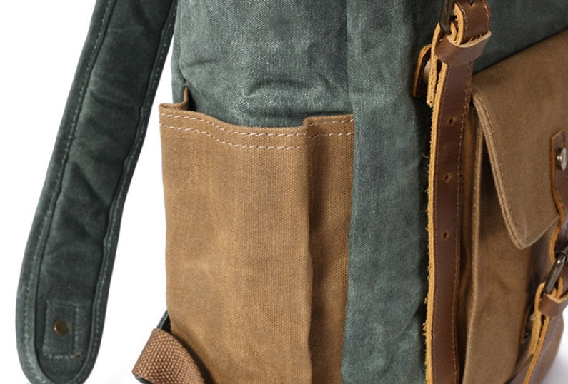 Sac à Dos Vintage Detroit en Cuir et Toile