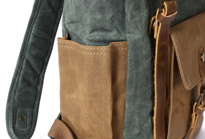 Sac à Dos Vintage Detroit en Cuir et Toile