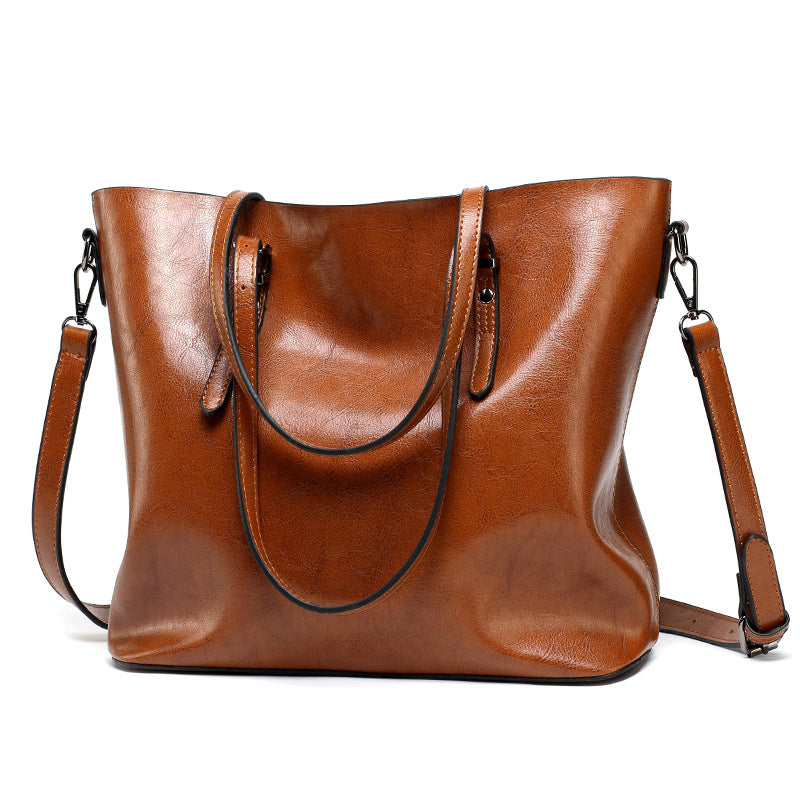 Tote bag cuir huilé noir fashion