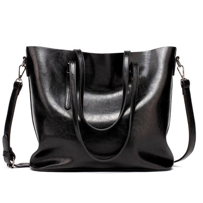 Tote bag cuir huilé vue face carré vertical