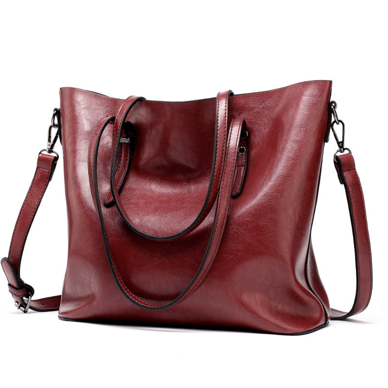 Tote bag cuir huilé rouge