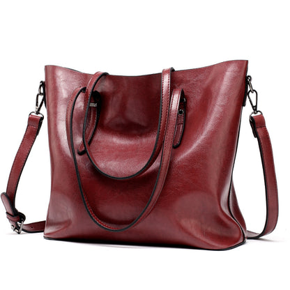 Tote bag cuir huilé marron épaule
