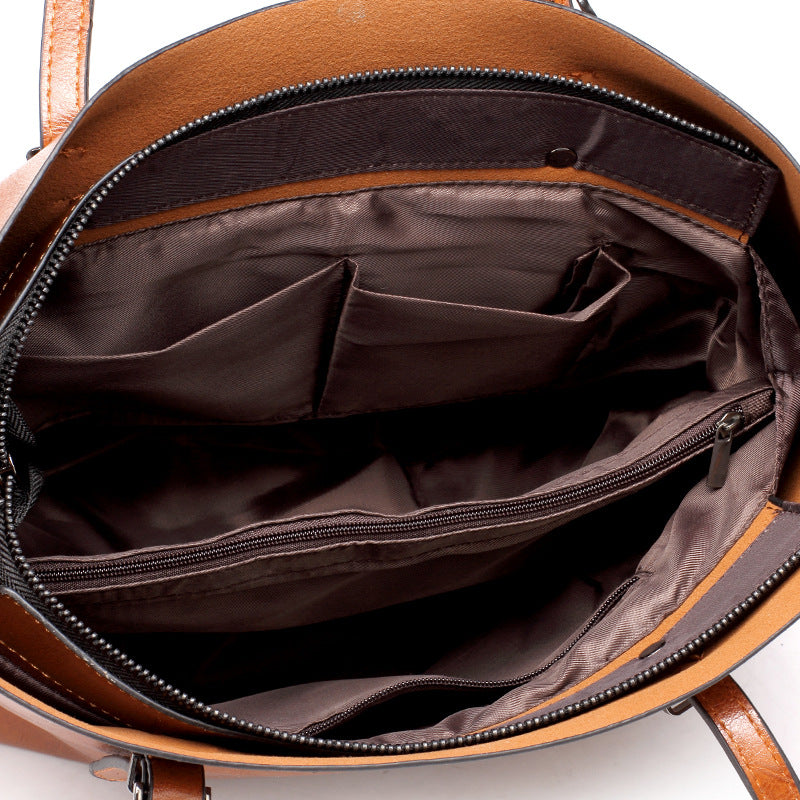 Tote bag cuir huilé gris clair