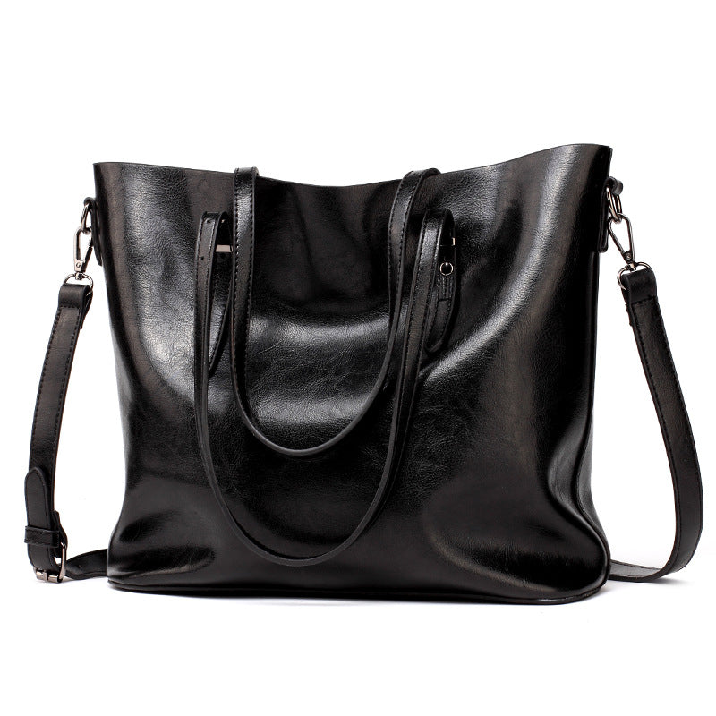 Tote bag cuir huilé café