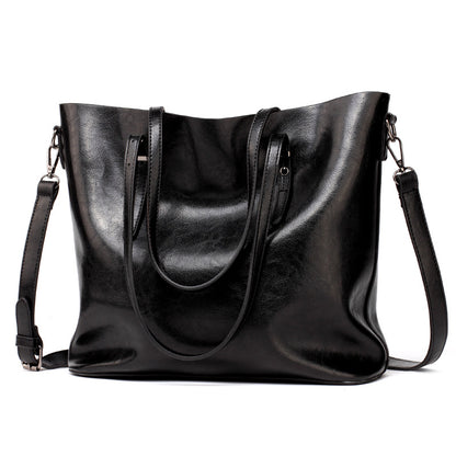 Tote bag cuir huilé café