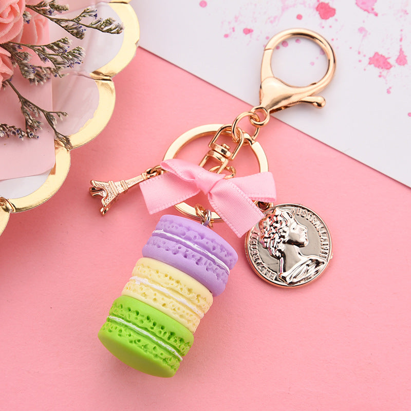 Porte-clés macaron bleu rose