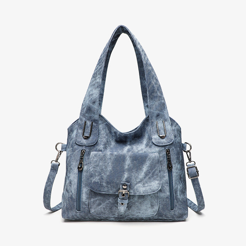 Sac bandoulière bleu marine femme spacieux grande capacité lady élégant casual chic organisé
