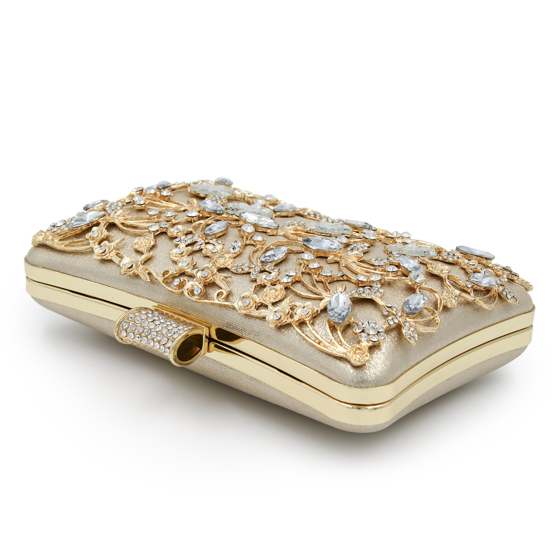 Pochette soirée cheongsam champagne diamant