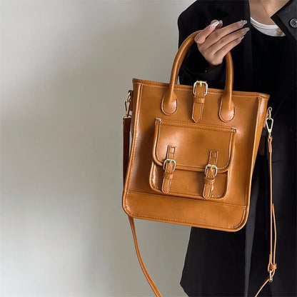 Tote bag marron sans bandoulière vue face