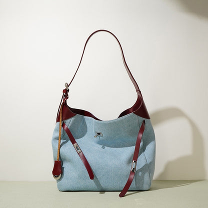 Sac fourre-tout femme en denim et polyester – Grand format