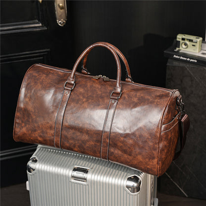Détail texture cuir PU premium sac tote homme, finition élégante couleur noir