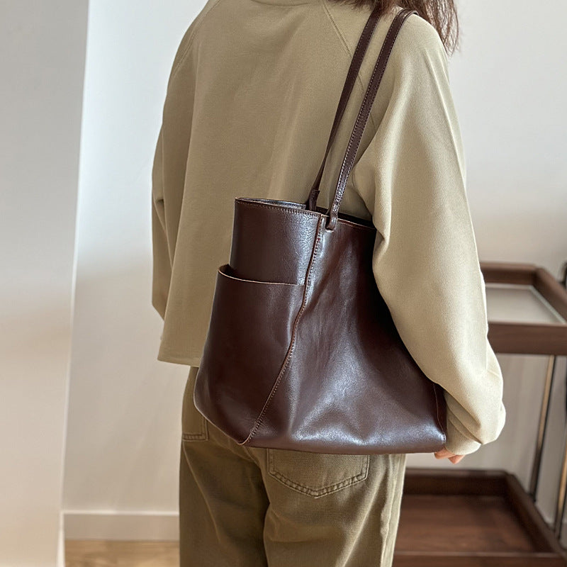 Grand sac main cuir vue face