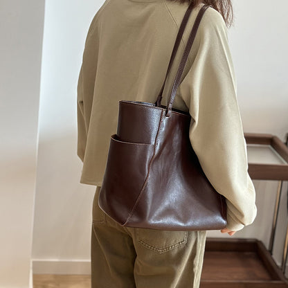 Grand sac main cuir vue face